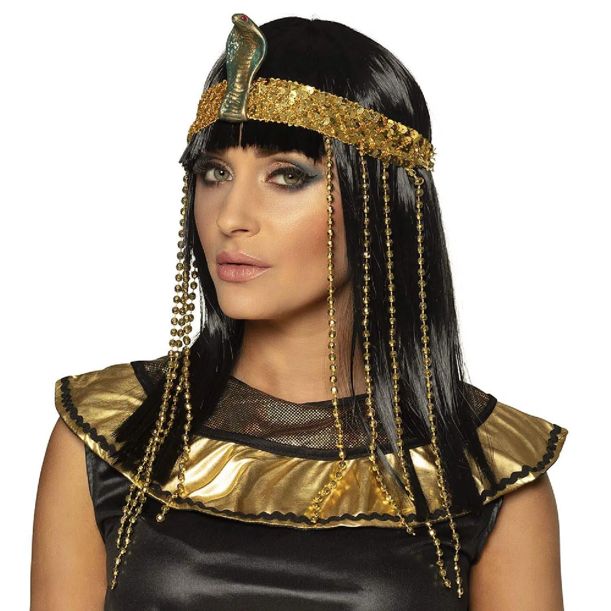 Boland Parrucca da regina egiziana con fascia per capelli, misura standard, multicolore, perfetta per carnevale, feste a tema, cosplay, costume egiziano