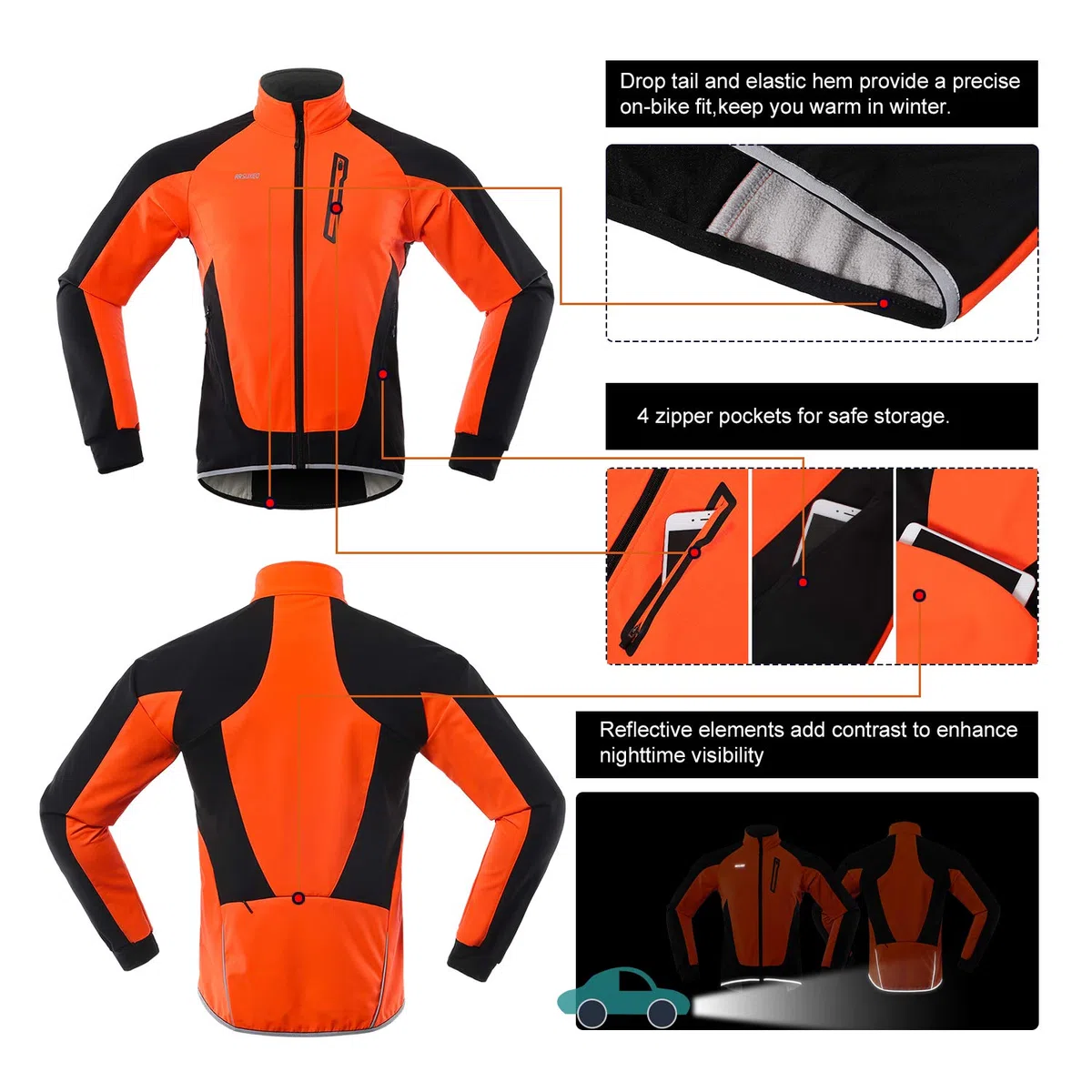 ARSUXEO Giacca da ciclismo invernale da uomo in pile termico Softshell Mountain Bike Outwear antivento impermeabile 20B