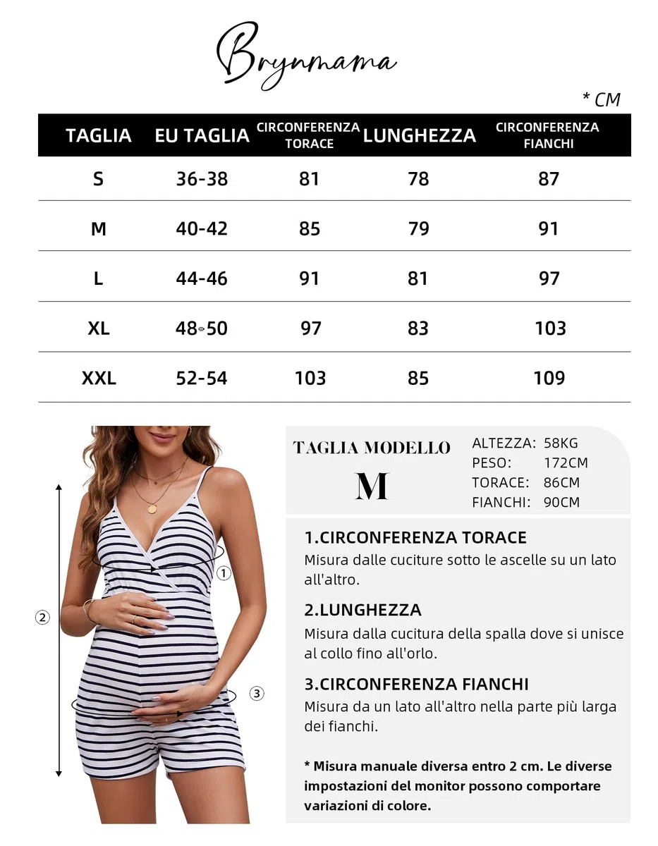 Tuta da maternità Estiva a Righe con Spaghetti Strap, Senza Maniche Scollatura a V per Donne Gravidanza
