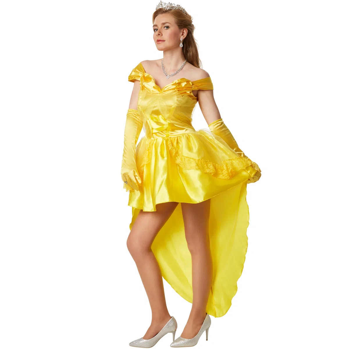 dressforfun Costume da donna Sexy Principessa Belle | Sensuale abito high-low con spalline | Integrata sottogonna con tulle (S | No. 301868)