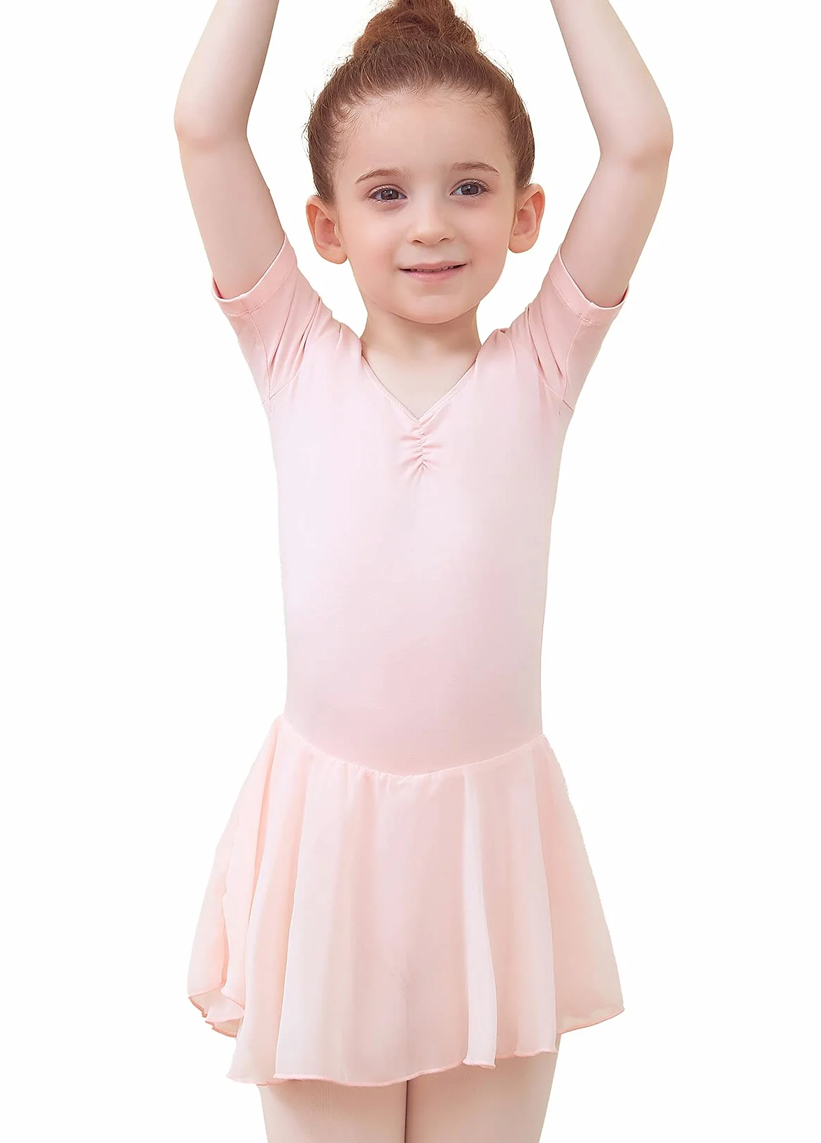 Ragazza Vestito da Balletto Body Danza Tutu da Balletto Leotard Vestito Ginnastica Manica/Lunga Corta Ballet Outfit con Chiffon Gonna