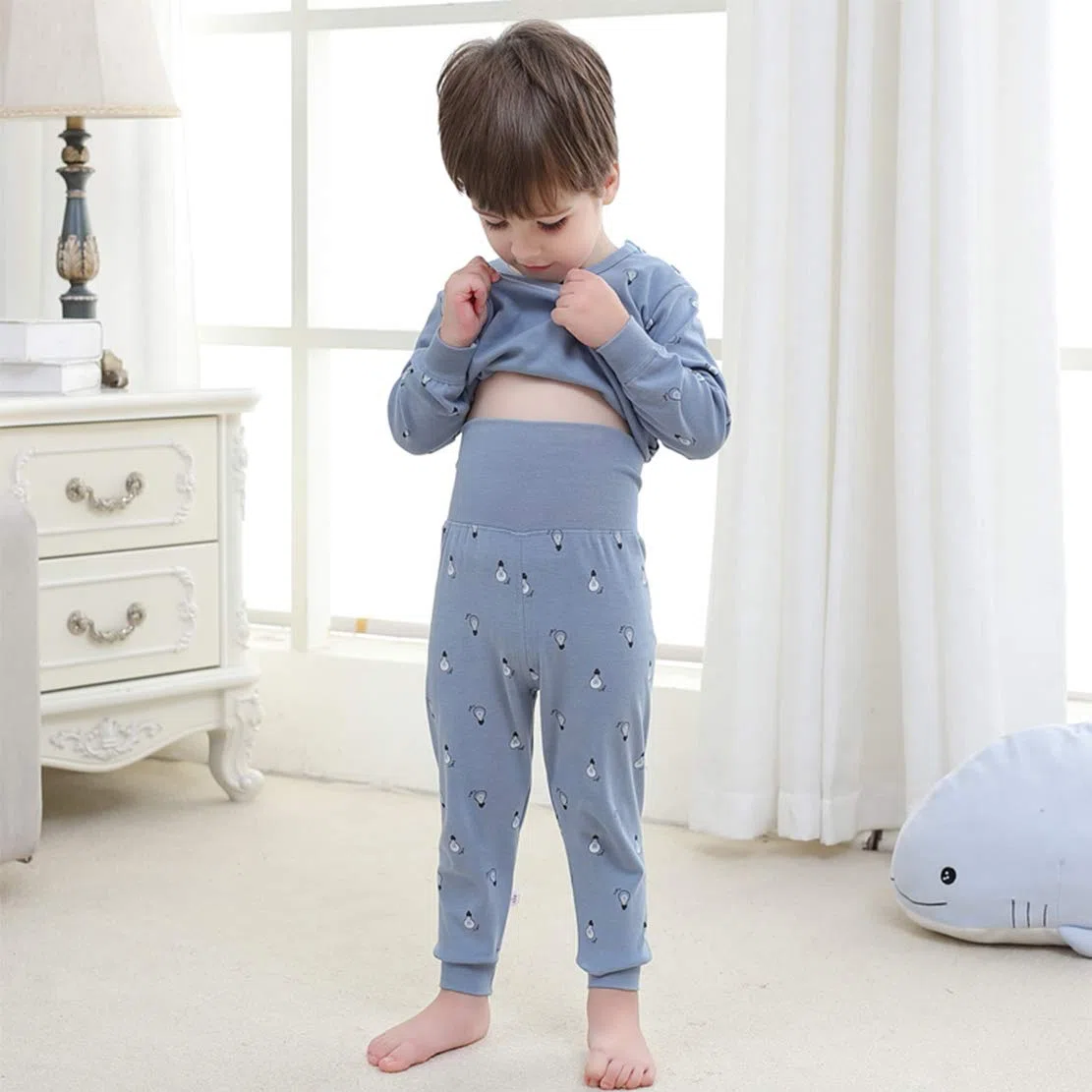 100% Cotone delle Ragazze dei Neonati Pajamas Set Manica Lunga Sleepwear (6M-5Anni) (Tag65 (3-4 Anni), Reticolo 7(Vita Alta))