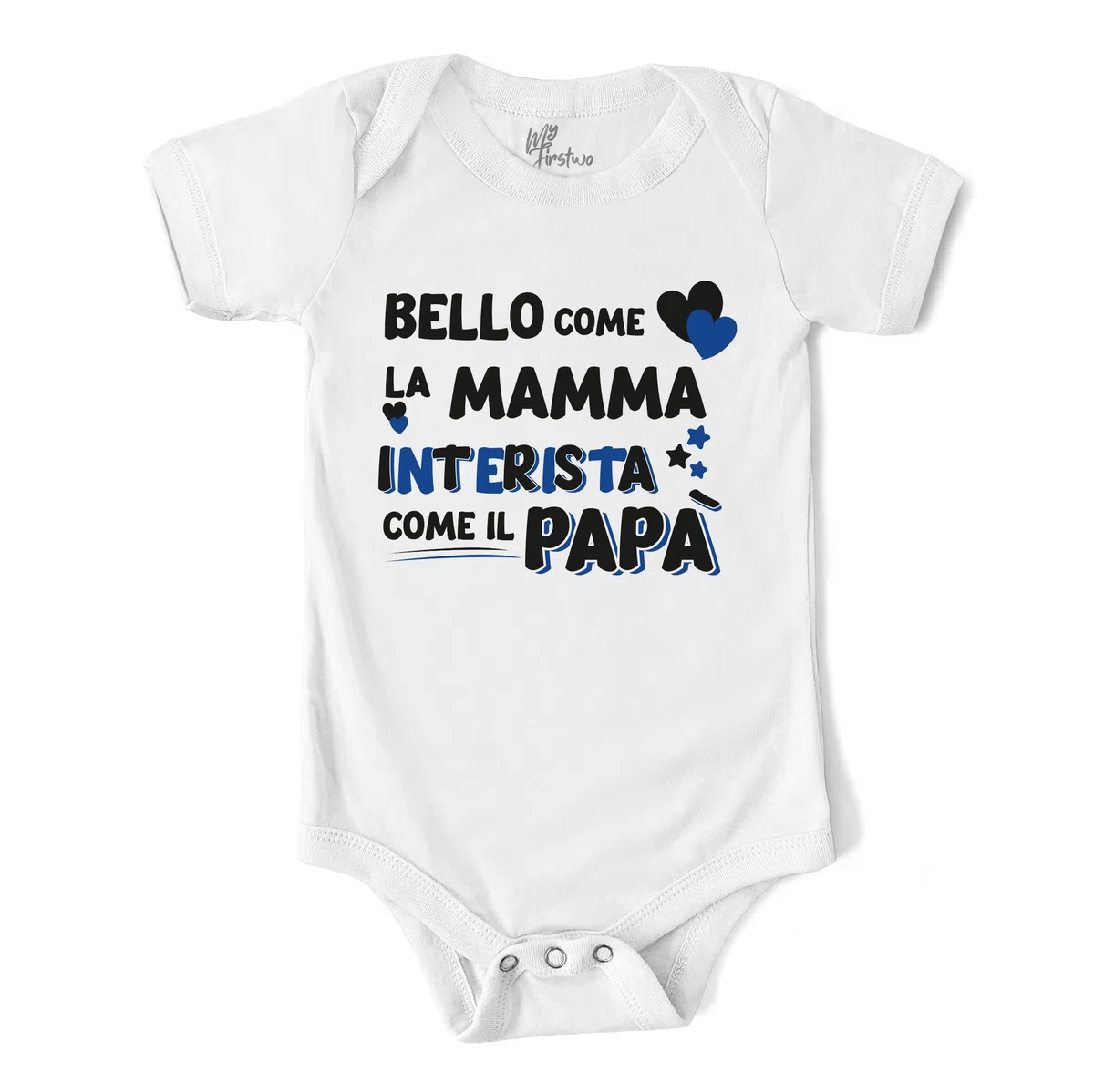 Body Neonato Divertente Manica Corta - Bello come la Mamma Interista come il Papà – Body Bimbo 100% Cotone Morbido e Traspirante – Simpatica Idea Regalo Baby Shower
