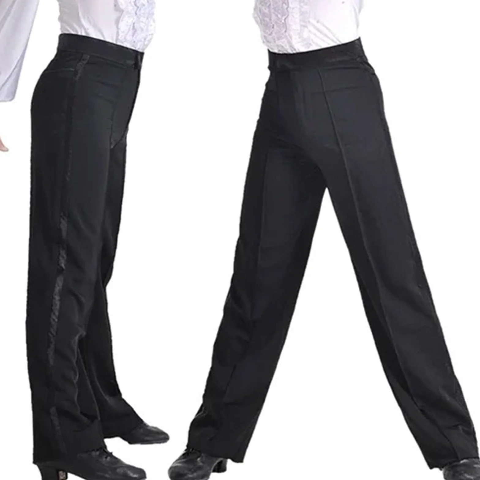 Pantaloni da Ballo Latino da Uomo Pantaloni da Ballo Latino Uomo, Moderni Sala, for Ragazzi, Ballerino Neri in Raso(Size 1.8 Waist 64)