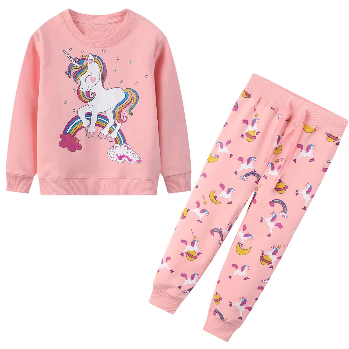 JinBei Tuta Sportiva Bambini e Ragazzi Ragazze Cotone Autunno Inverno Pullover Manica Lunga Maglieria Felpe Pantaloni Set Abbigliamento Scuola Tuta Bambino 2-7 anni
