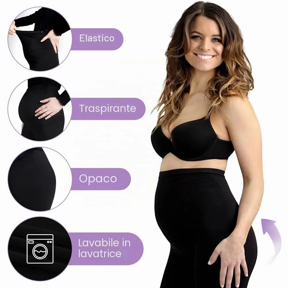 Aomig Leggings Premaman Donna, Pantaloni Gravidanza Elasticizzato e Comodo in Felpato, Leggins Premaman Donna a Vita Alta, Vita Regolabile, Basic Pantaloni per Gravidanza