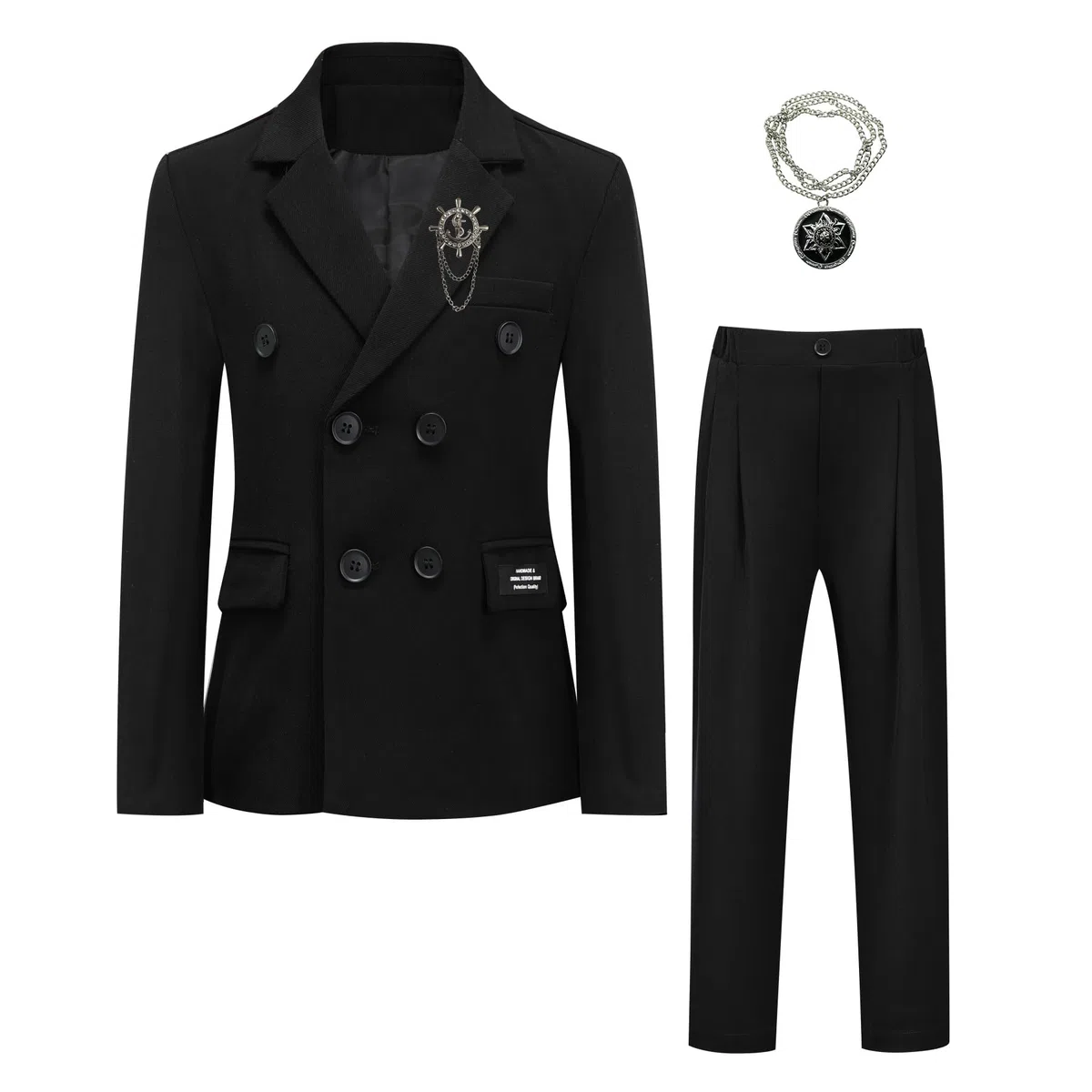 Sliktaa Set di 4 pezzi, per feste, matrimoni, gentleman, bambini, blazer doppiopetto, per feste, battesimi