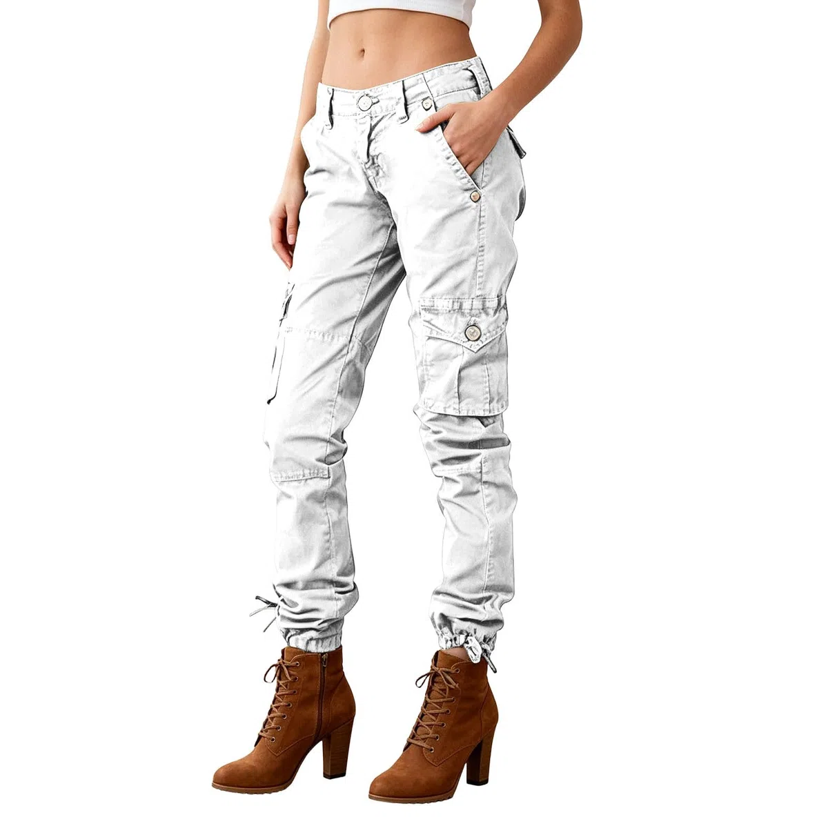 Pantaloni da lavoro da donna, a gamba dritta, stile cargo, vintage, leggeri, estivi, in tessuto, a vita bassa, traspiranti, con tasche, per attività all'aria aperta, streetwear