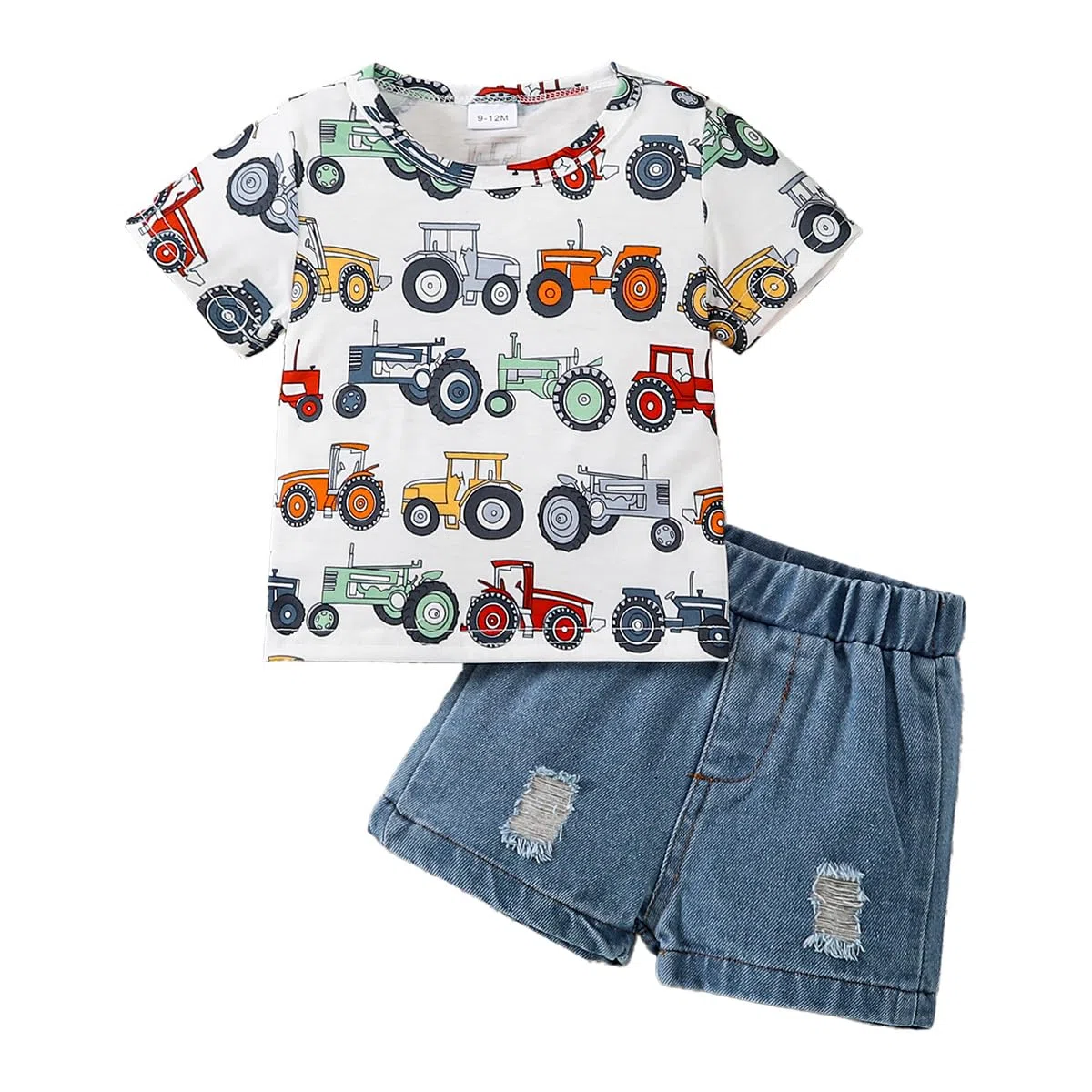 Vestiti Set per Infantile Bambino Maschio Primaverili Estivi Manica Corta Stampato Carino Maglietta e Jeans Pantaloncini 2Pcs Completo Abiti Outfit