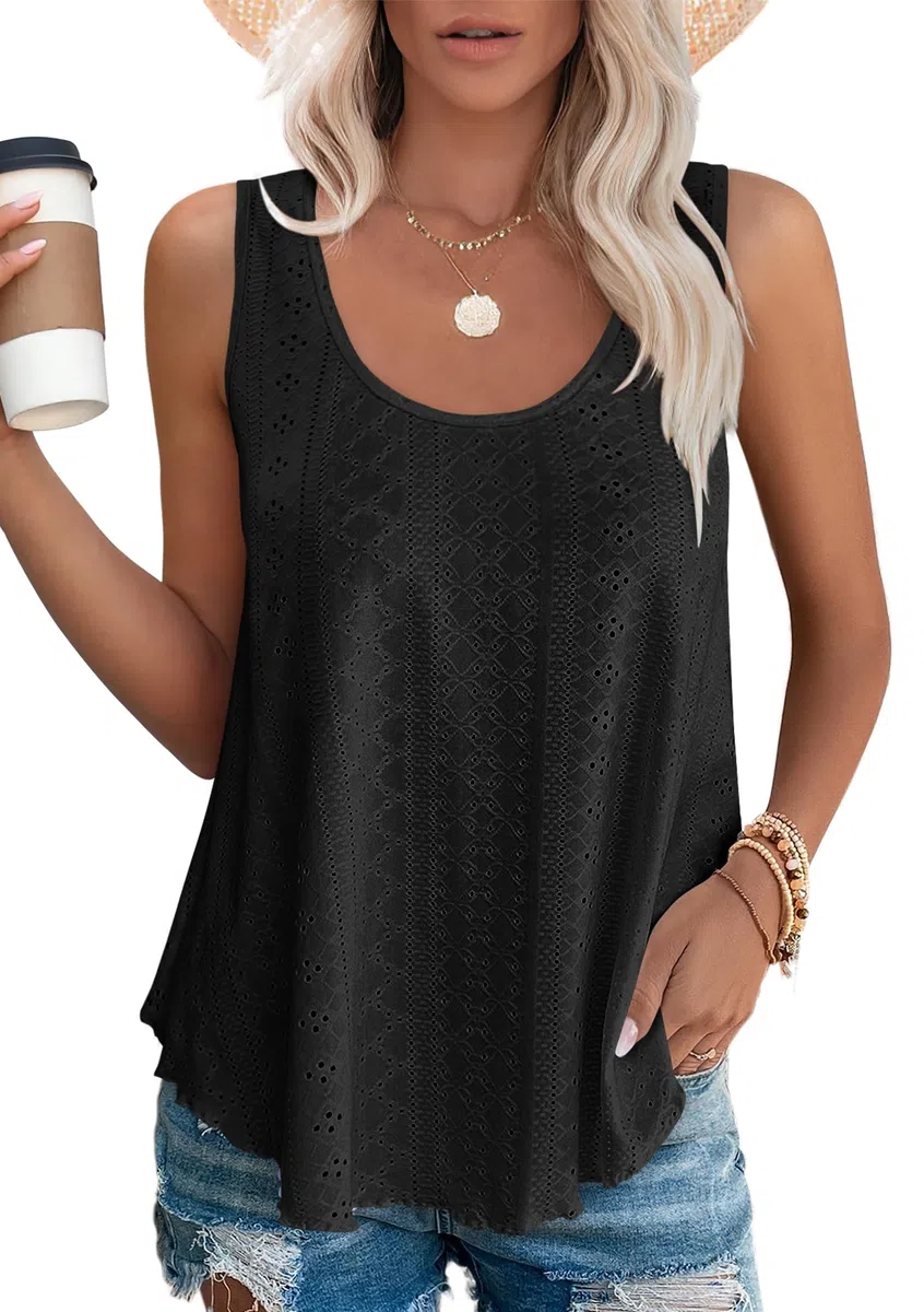 DUOEASE Canotte e Top da Donna Estate Casual Smanicato con Scollo U Tunica Camicetta Tshirt