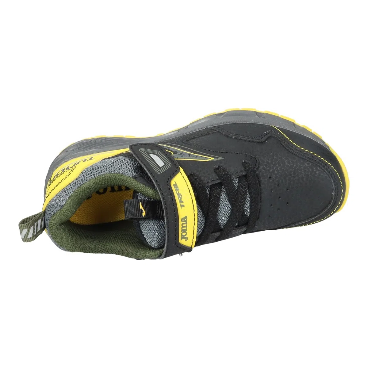 Joma Tundra Jr Scarpe da bambino nere e gialle con lacci e velcro