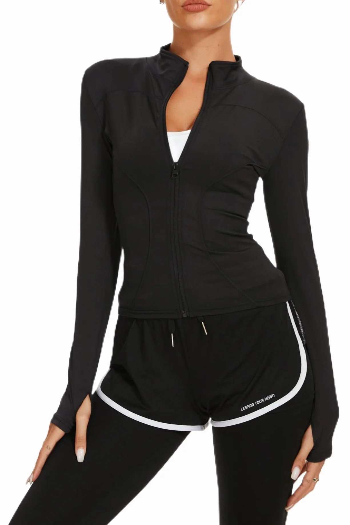 Kiiwah Giacca Sportiva da Donna, Giacca Running Donna per Yoga Jogging Fitness Allenamento, Giacca Leggera Traspirante con Maniche Lunghe e Fori per i Pollici