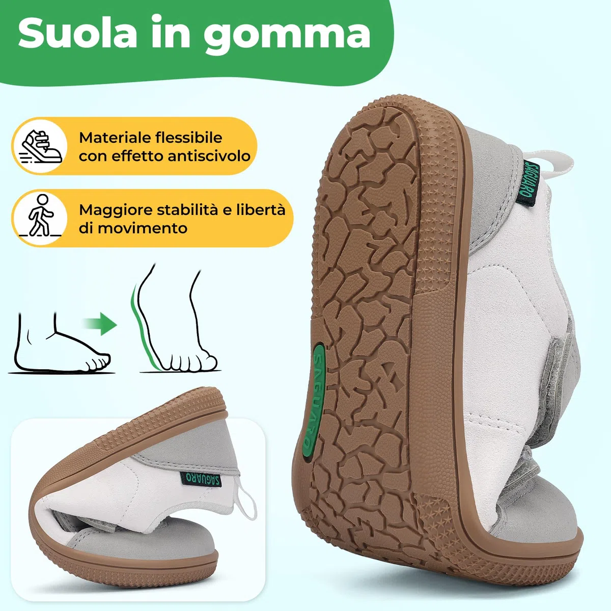 Saguaro Scarpe Barefoot Bambini – Punta Ampia, Suola Zero Drop, Ideali per Scuola e Vita Quotidiana, Gr.25-35