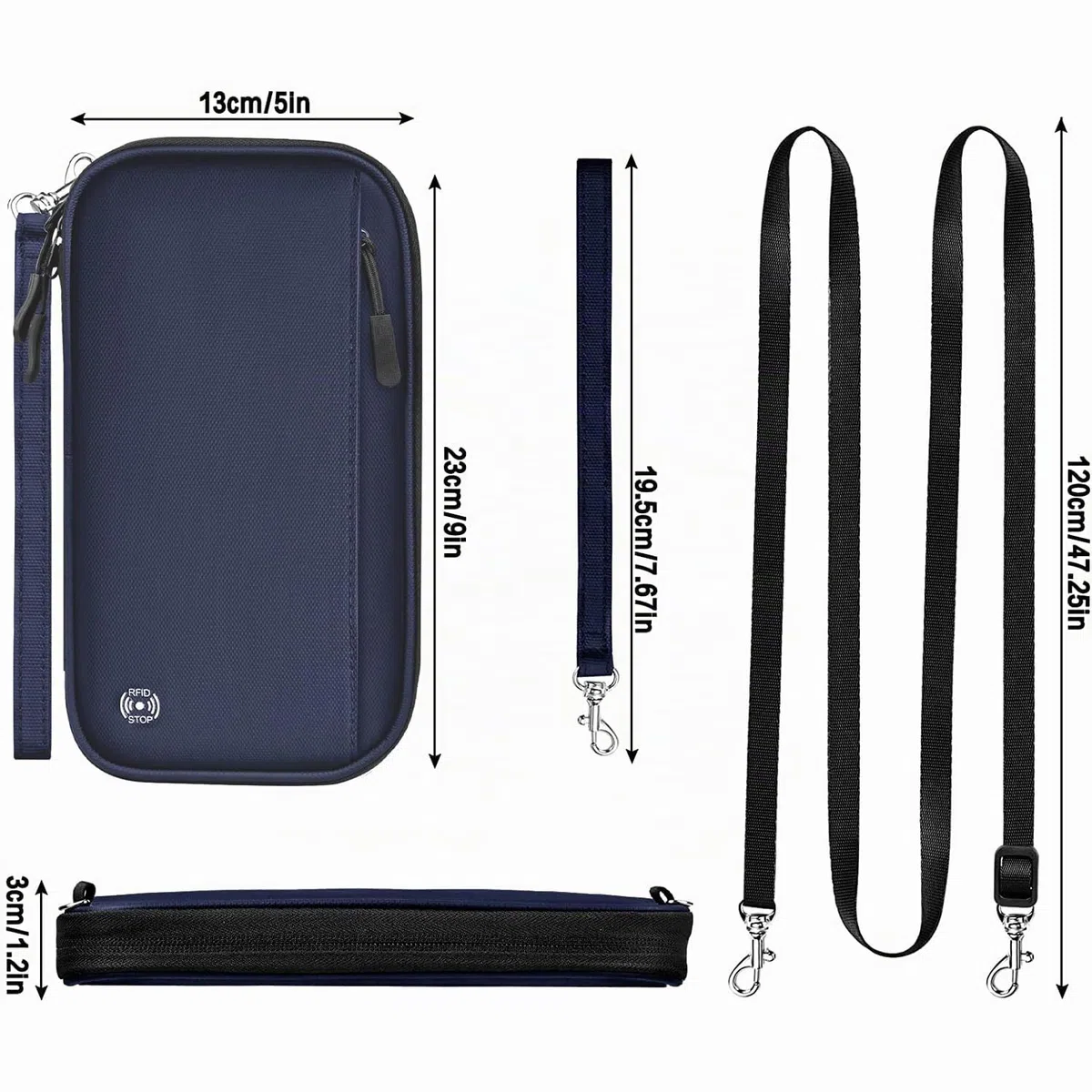 EPROICKS Portafoglio da Viaggio Porta Passaporto, Custodia Porta Passaporti Famiglia, Portadocumenti da Viaggio con Protezione RFID, Organizer per Carte di Credito, Carte D'Imbarco (blu)