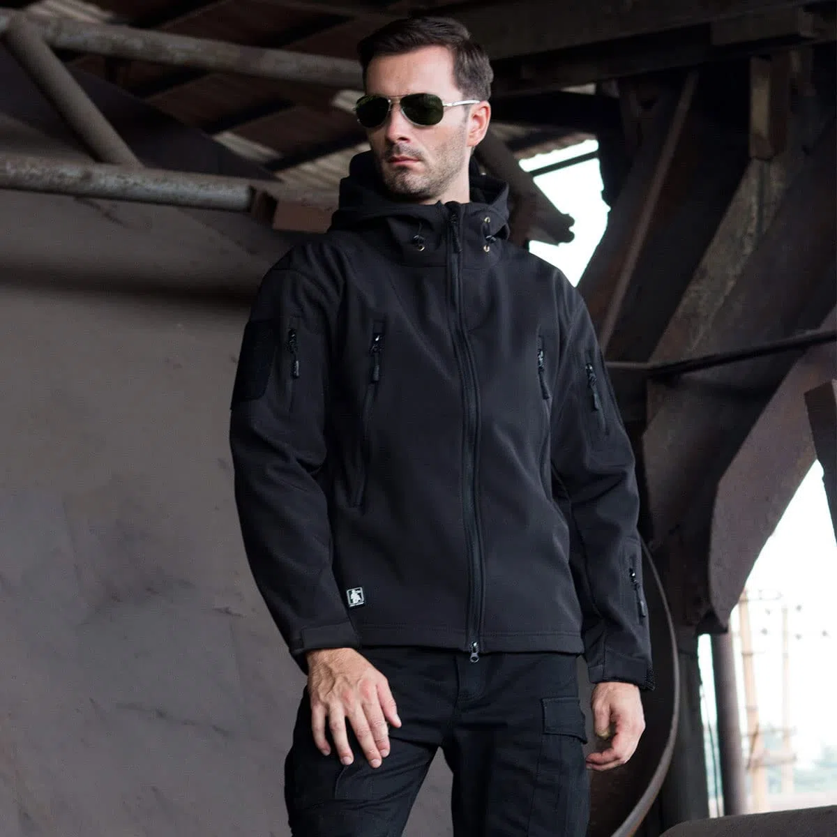 FREE SOLDIER Giacca Softshell Giacche Militari Softshell da Uomo Fodera in Pile da Esterno Giacca Antivento Impermeabile con Cappuccio Giacche tattiche Calde Multitasche per Escursioni di Caccia Uomo