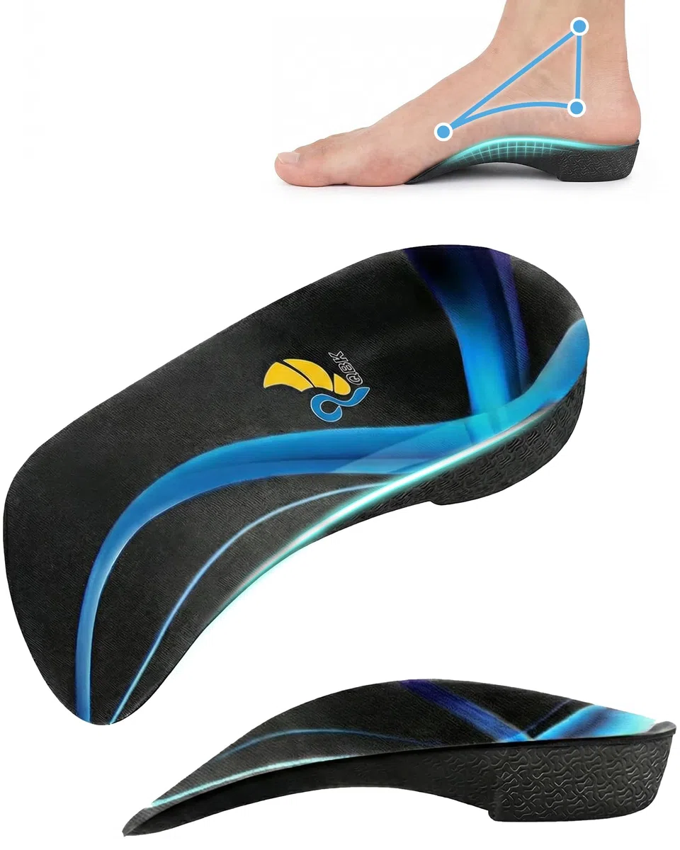 Solette Scarpe Donna e Uomo QBK 3/4 Alte Arco Supporto Solette Ortopediche Assorbimento Urti Plantare Piede Piatto per Fascite Plantare Metatarsalgia Spina Calcaneare e Alleviare Dolore, L