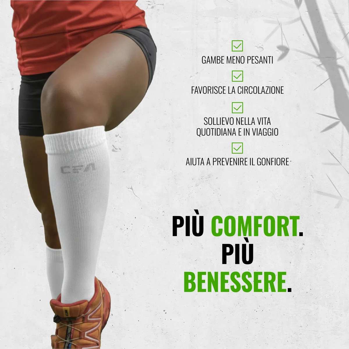 COMPRESSION FOR ATHLETES Calze Compressione Graduata Donna e Uomo di Bambù, Made in Unione Europea