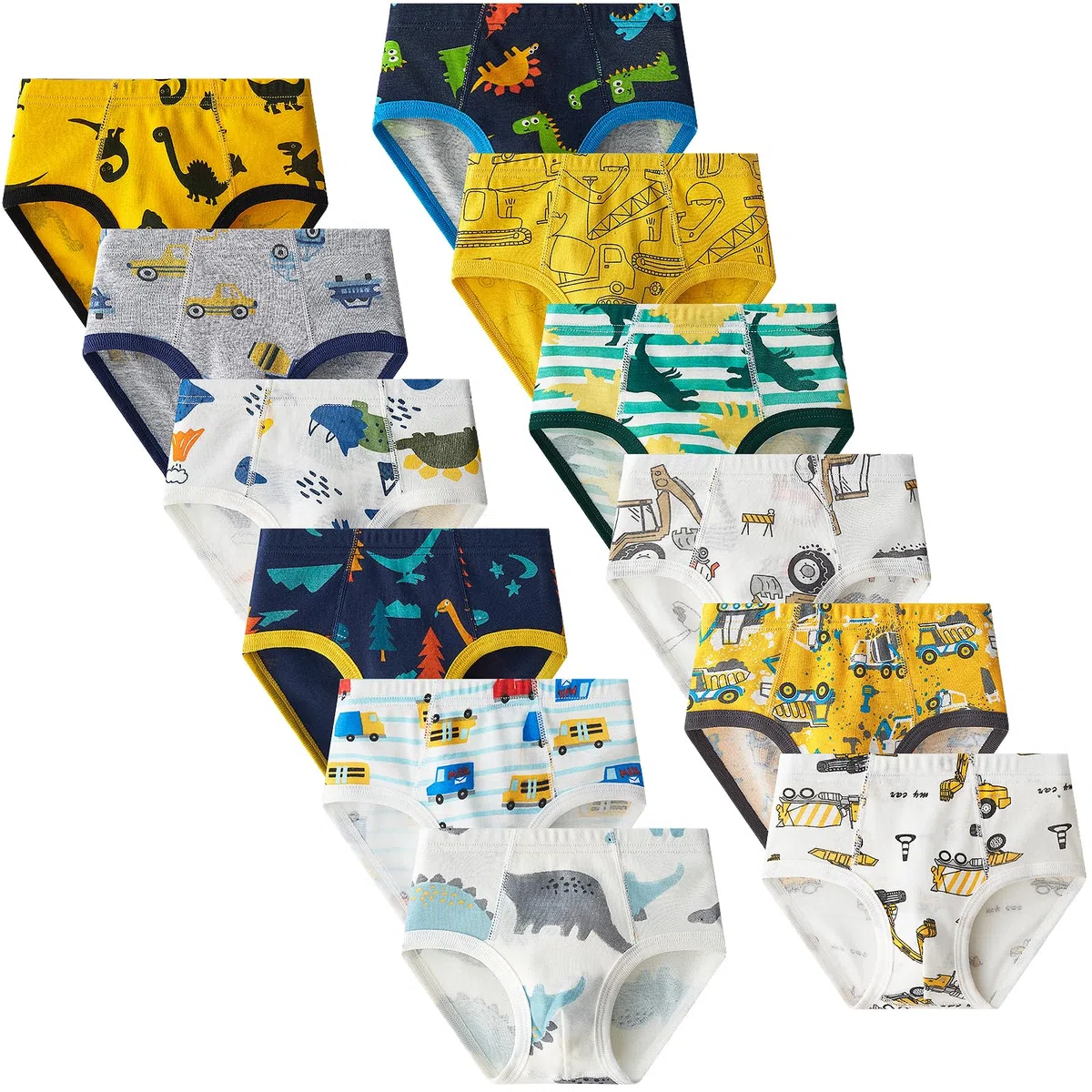 Domee Slip Intimo Cotone Dinosauro Bambino Confezione da 12