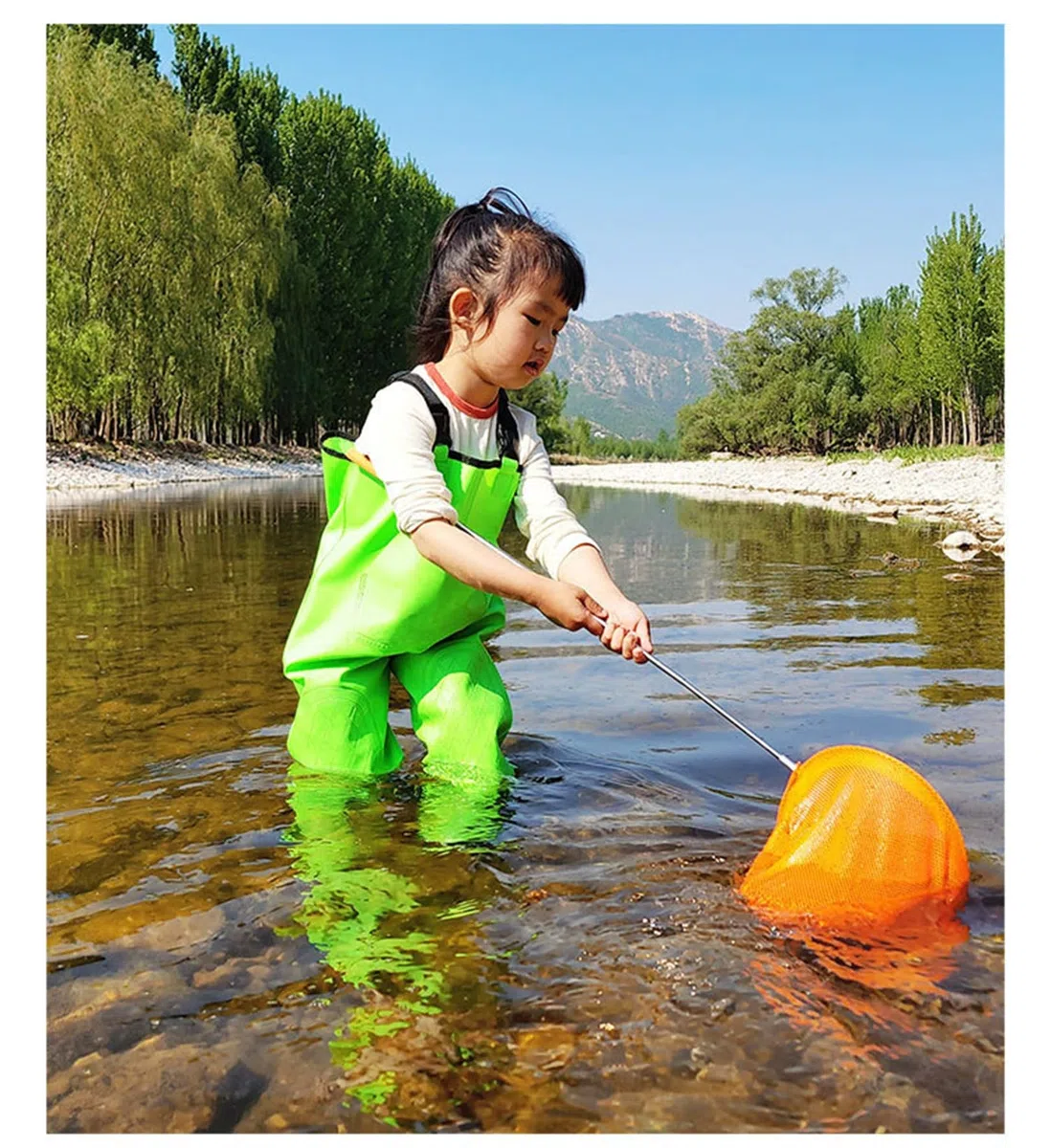 Tuta per Bambini Pantaloni da Wading Impermeabili con Stivali Pioggia attività All'aperto Ragazze Ragazzi Pantaloni Wader in PVC Tracolla Regolabile Pantaloni Pesca Stivali Caccia