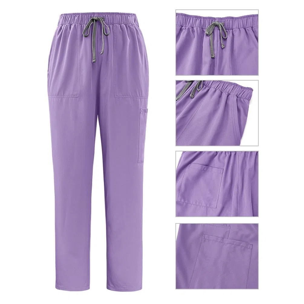 M&Catree Divisa Sanitaria Donna Uniforme Medico Set con Casacca Scollo a V e Pantalone da Jogging Multitasche