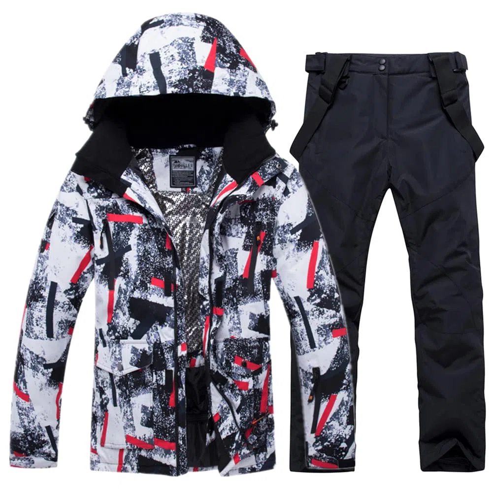 HOTIAN Giacca da sci da Uomo e pantaloni Set, Giacca invernale Donna Calda,Pantaloni Da Sciimpermeabili E Cappotto,per Il Lavoro All'aperto Sci Pesca Equitazione Moto