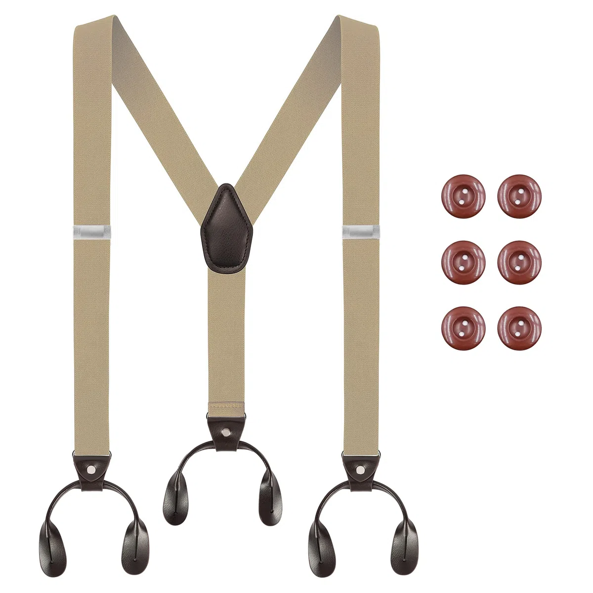 'Beaface Men's Braces Button End, Button Braces for Men Trousers Heavy Duty, Men Braces for Trousers with Buttons 1.4'' Wide Adjustable Elastic Y Shape'