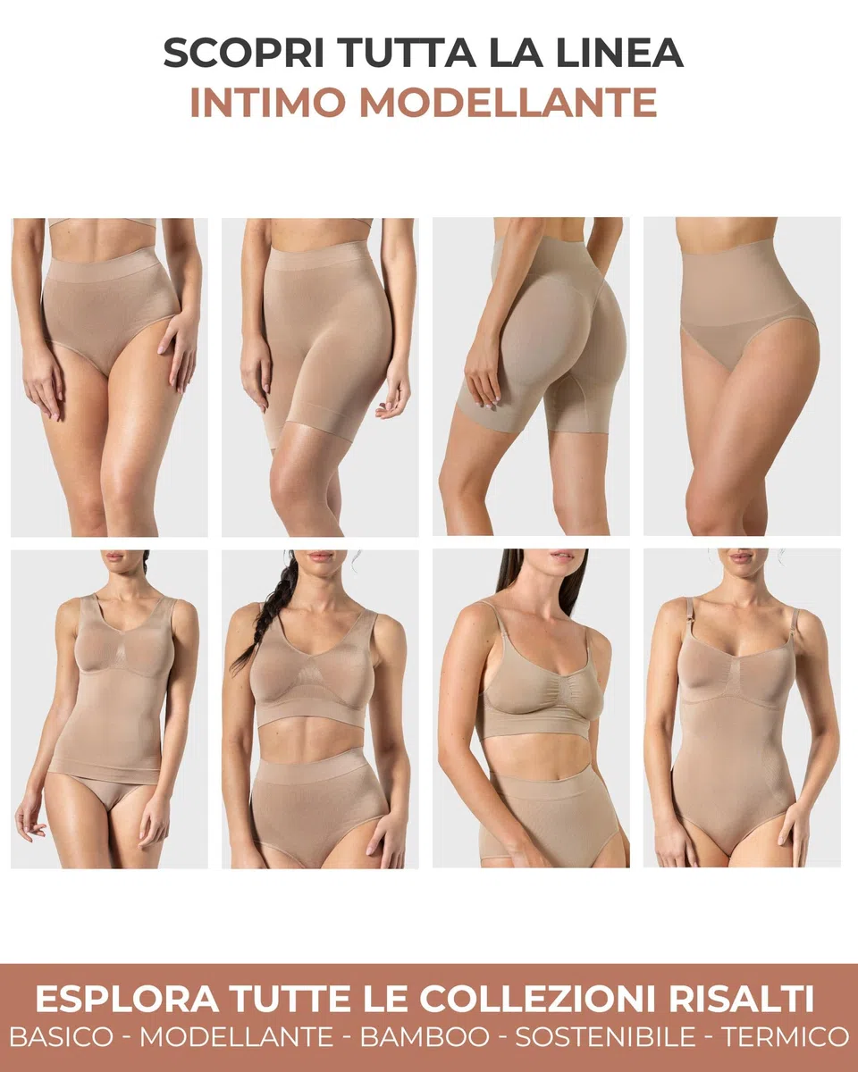 Risalti Pancera Contenitiva Donna Short 2 Pz – Guaina Contenitiva Donna Senza Cuciture ed Etichette, Pantaloncino Contenitivo Ventre Piatto, Intimo Modellante in Microfibra – Made in Italy