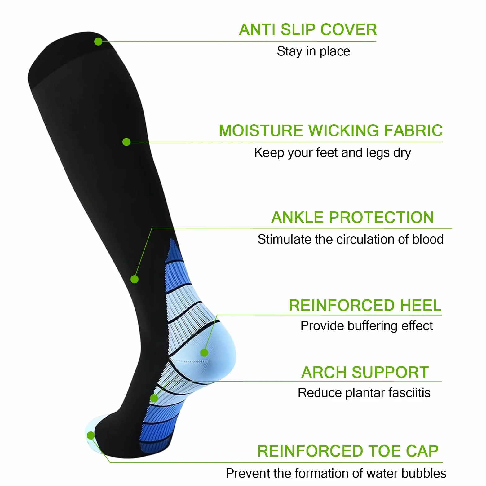6 Paia Calze a Compressione Graduata Donna e Uomo, Calze al Ginocchio, Calze Elastiche a Compressione,