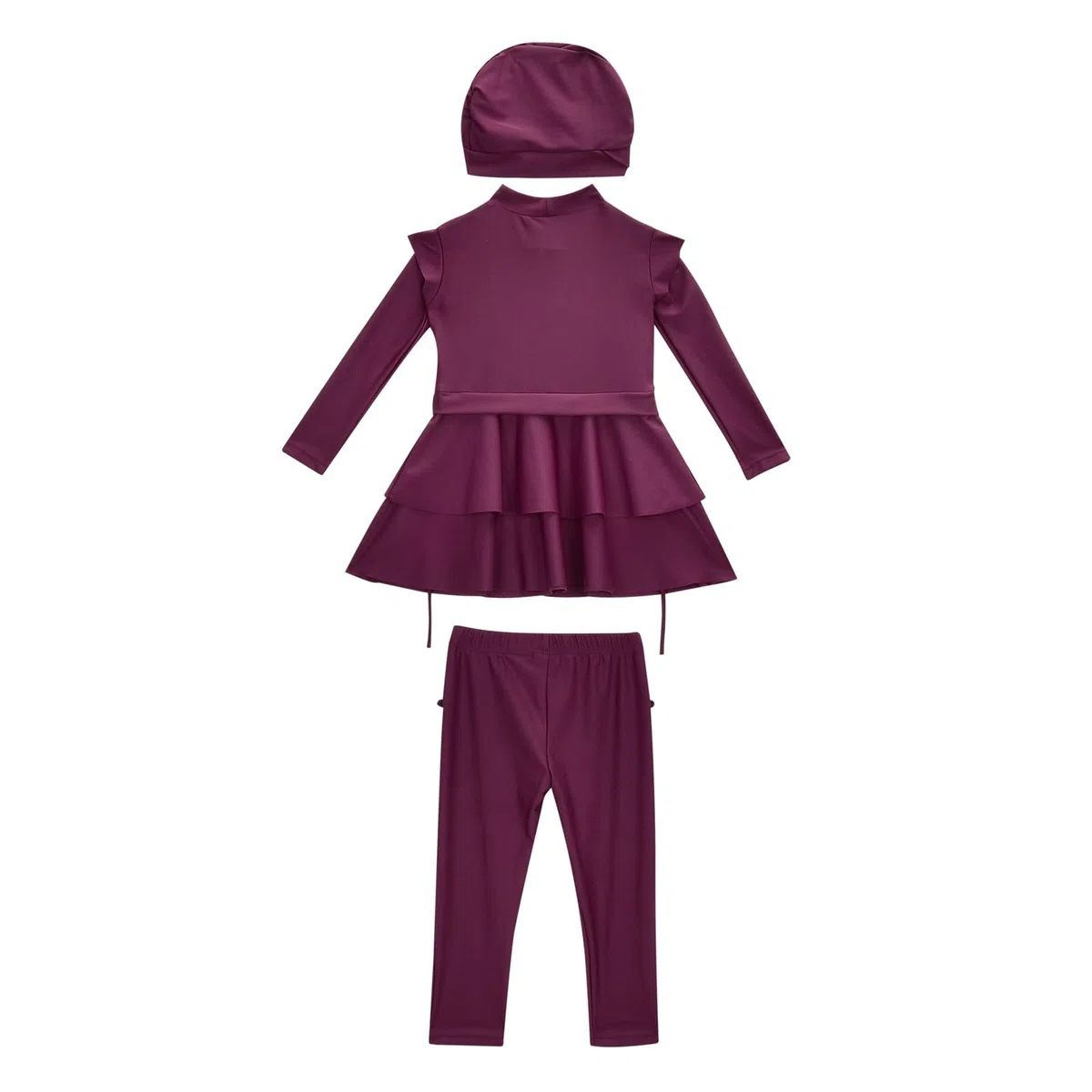 Costume da Bagno per Bambina 3 Pezzi Copertura Hijab Burkini Arabo Costumi da Bagno Prendisole Costumi da Bagno Top Pantaloni Berretto Costume Costume da Bagno Bikini