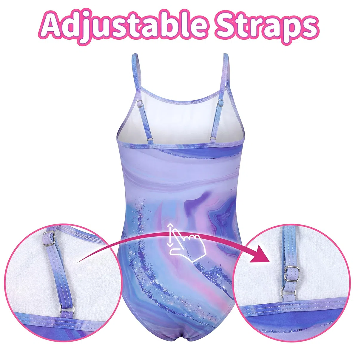 Costume da Bagno Intero per Ragazze, Bambini Costume Intero con Spalline Regolabili Elasticizzato Asciugatura Rapida Costume da Nuoto Leggero Abbigliamento da Bagno 5-14 Anni