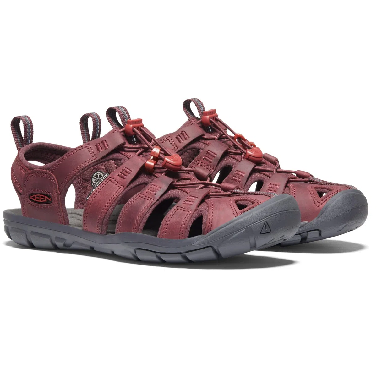 KEEN Clearwater CNX Leather Sandale 2022 Wine/Red Dhalia