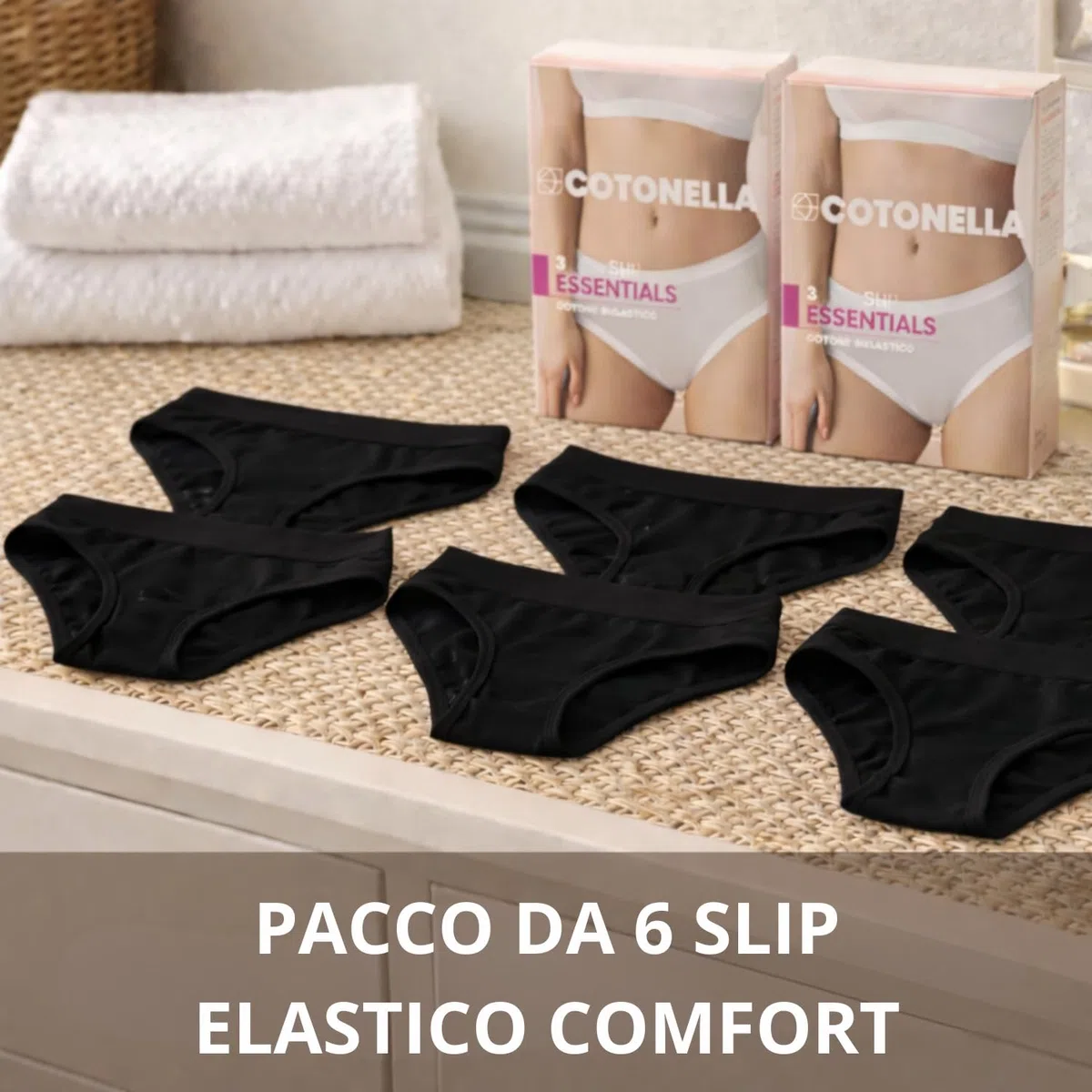 Intimitaly Slip Donna Cotone Vita Bassa, Cotone Bielastico Mini, Bianco e Nero, Confezione da 6 Pezzi Standard Oeko Tex