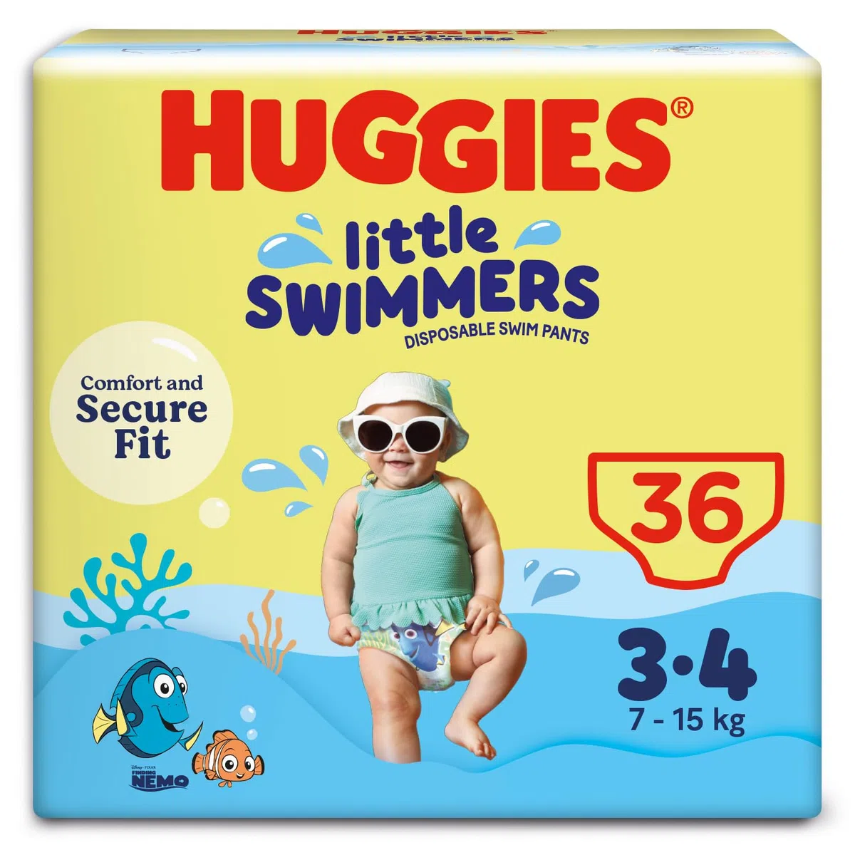 Huggies Little Swimmers, ‎Pannolini da nuoto monouso, Taglia 3 - 4, Confezione da 3 x 12 pannolini