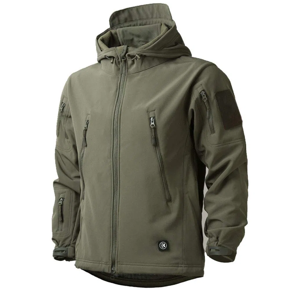 MakingDa - Giacca invernale impermeabile da uomo, con cappuccio, in stile casual, cappotto foderato in pile, giacca tattica militare, per lavoro, corsa, pesca, caccia, arrampicata