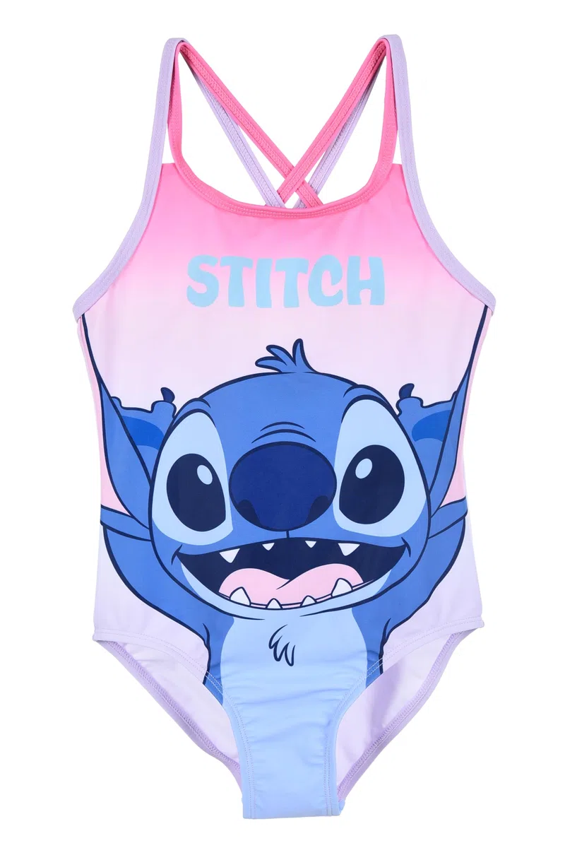 Disney Store Costume da Bagno Intero con Stitch per Bambine, Rosa e Blu, con Spalline Incrociate