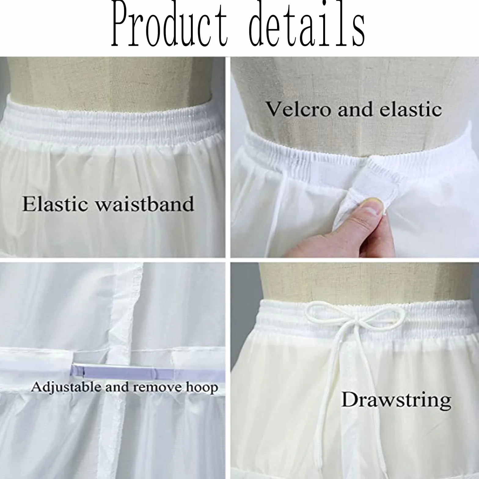 Abito Sposa Sottoveste Gonna, 3 Cerchio, Crinolina Sottoveste, Sottogonna Donna Cerchio, Abito da Ballo