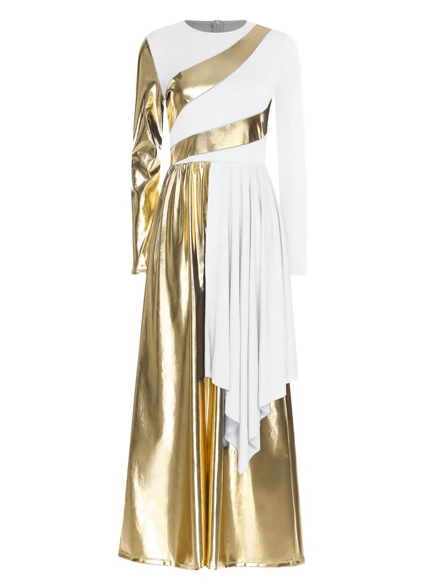 Yhong Corpo Di Danza Liturgica Di Lode Per Donna Pantalone A Gamba Larga Abito Metallico Costumi Preghiera Chiesa