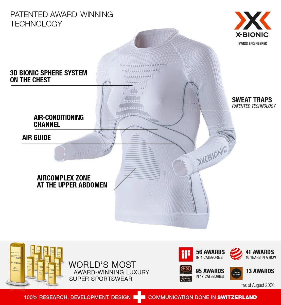 X-BIONIC Energy Accumulator Origins Long Sleeve Shirt Donna T Shirt a Compressione Maglia Top Intimo Donna