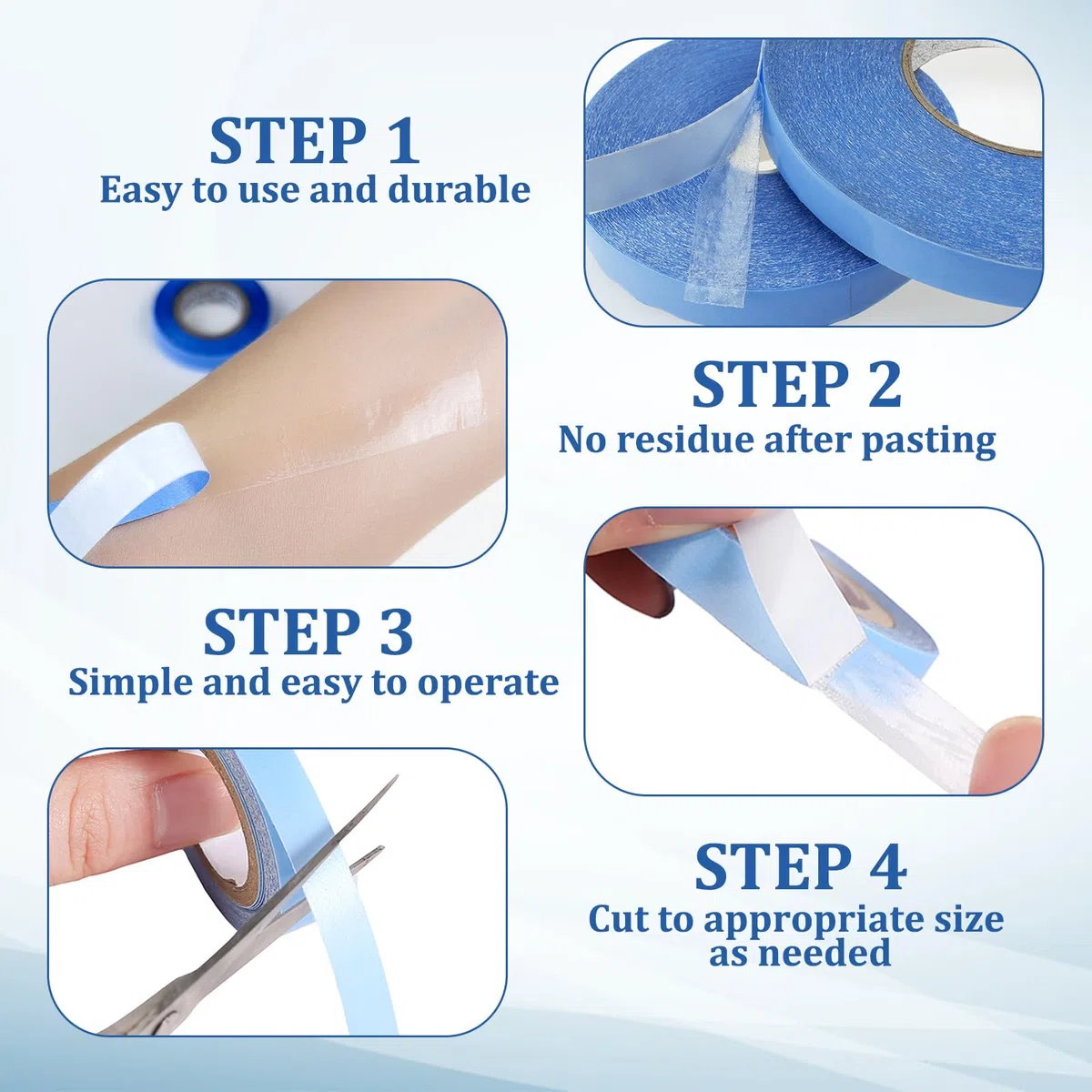 5 Rotolo Biadesivo Extension Capelli, Nastro Biadesivo per Extension Capelli, 0.8CM*3Yards Nastro adesivo per Estensioni Dei Capelli Alta Viscosità Impermeabile per Parrucche