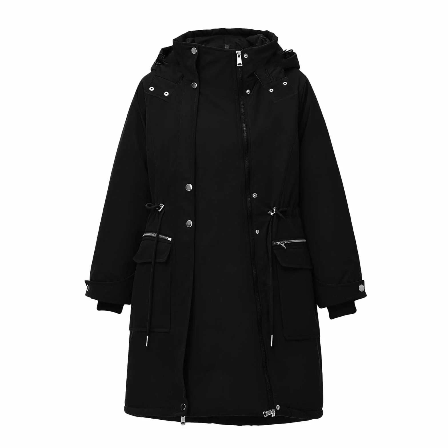 pvucpot Giacca di Cotone 3 in 1 Inverno Lungo Buffer Piumino Parka con Cappuccio con Tasche Giacca di Cotone Impermeabile 2025