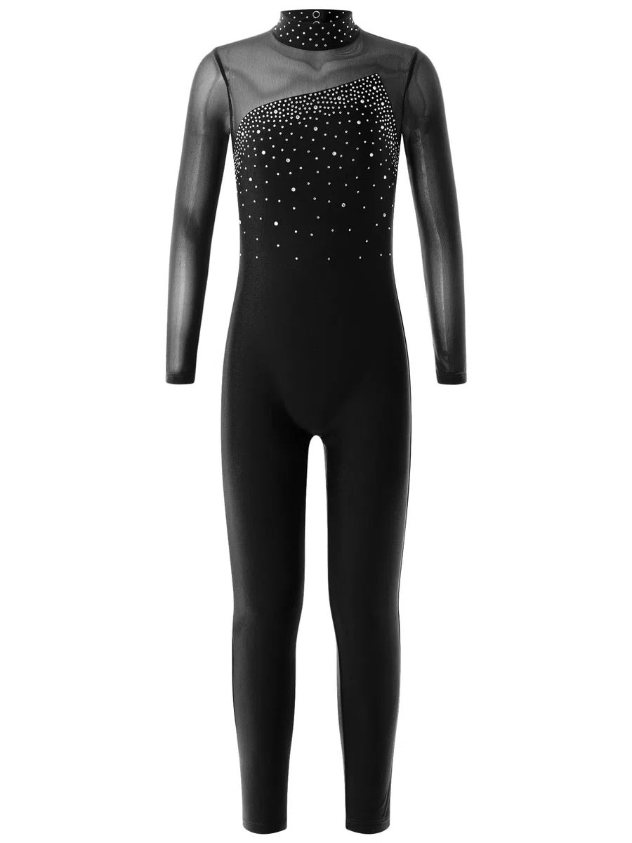 YiZYiF Body per Bambina Tuta da Ginnastica Artistica Pattinaggio Maniche Lunghe Jumpsuit Patchwork Sportiva Body da Danza Leotards da Balletto