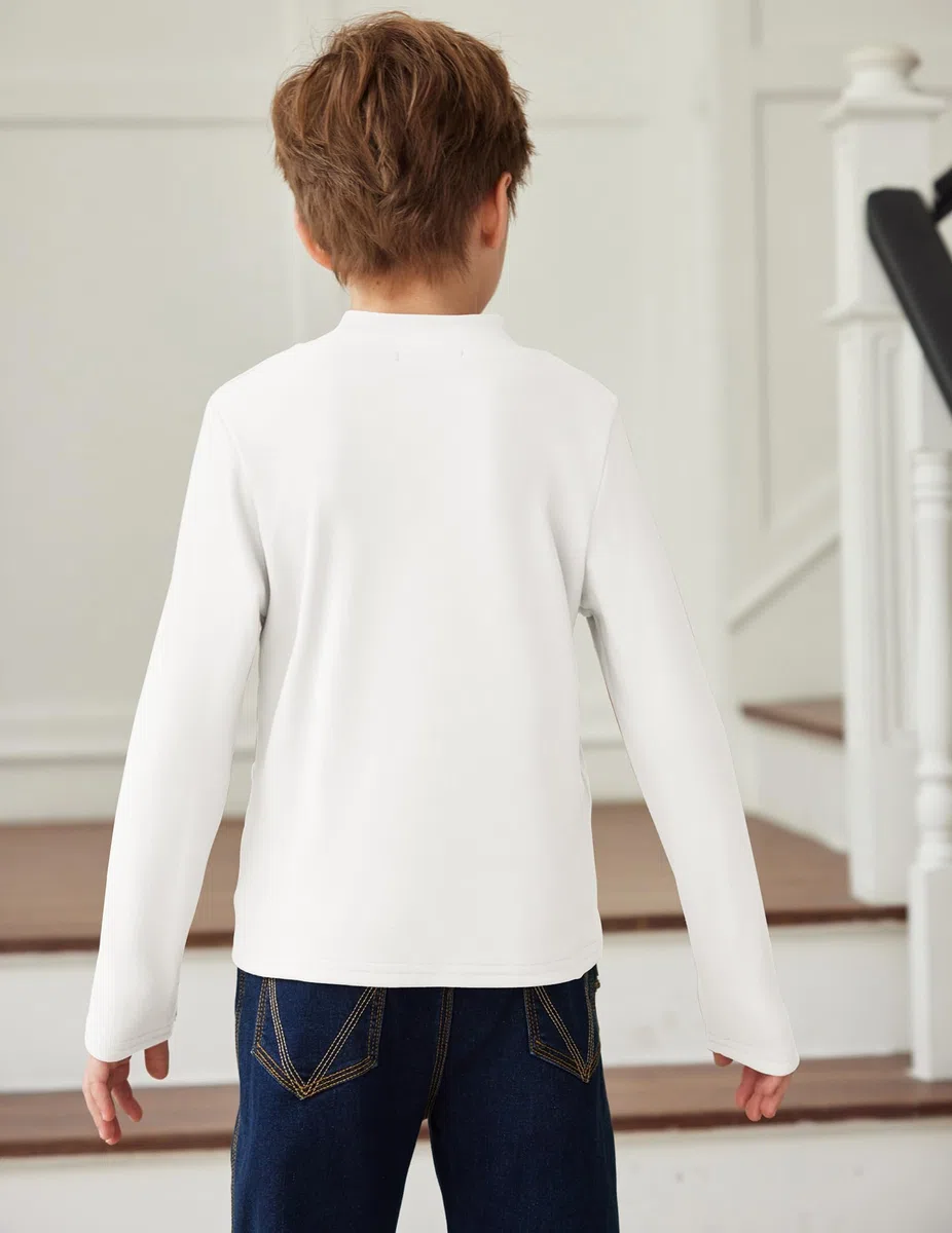 Arshiner Maglia Termica Bambino Intimo Termico per Ragazzi Maniche Lunghe, Tinta Unita Maglia/Calzamaglia Bambini Strato Base Intimo Termico Alto 5-12 Anni