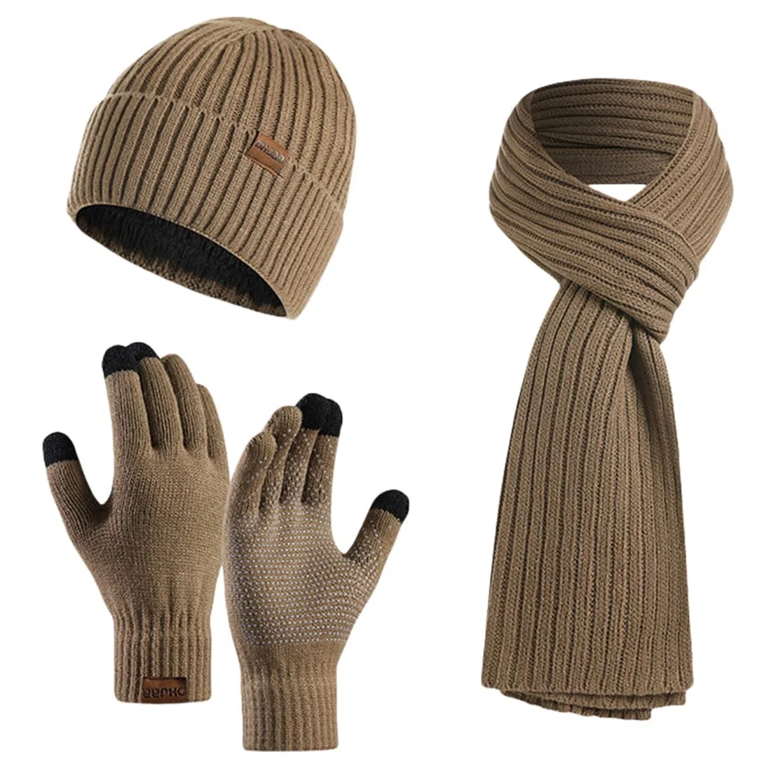 Inverno 3 Pezzi Cappello di Lana Sciarpa Guanti Touchscreen Set Caldo Beanie Cappello Teschio Berretto Invernale Termico Berretto Sciarpa Touch Screen Guanti per Uomo Donna
