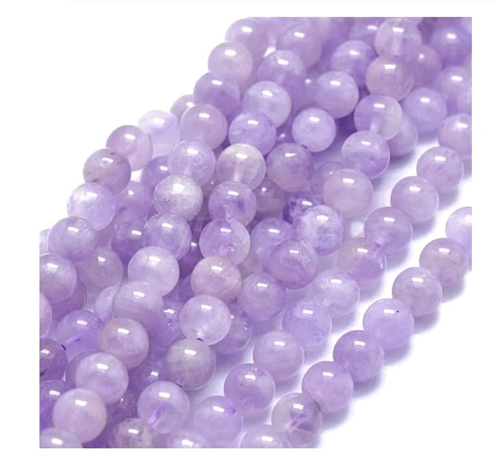 2 fili di giada naturale viola lavanda, pietre preziose curative rotonde da 10 mm, perline sfuse (68-74 pezzi) per la creazione di gioielli artigianali, GE14-10