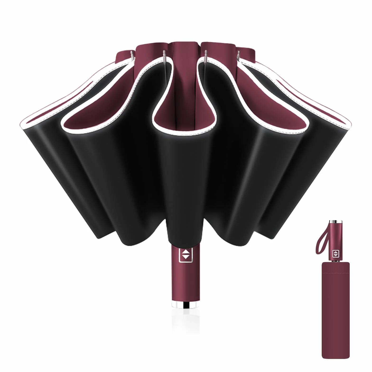 Ombrello Inverso Automatico, Ombrello Pieghevole Antivento, Ombrello Grande da Pioggia 10 Stecche Rinforzate per Uomo e Donna, Diametro 105cm