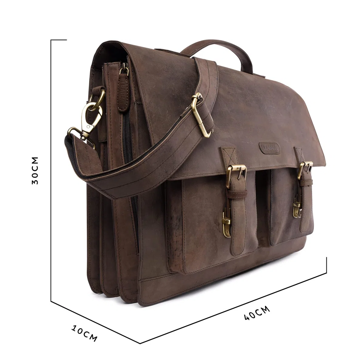 LEABAGS Borsa documenti per uomo e donna | Custodia per laptop in vera pelle 15" | Borsa a tracolla con tracolla | Borsa messenger | Borsa da lavoro