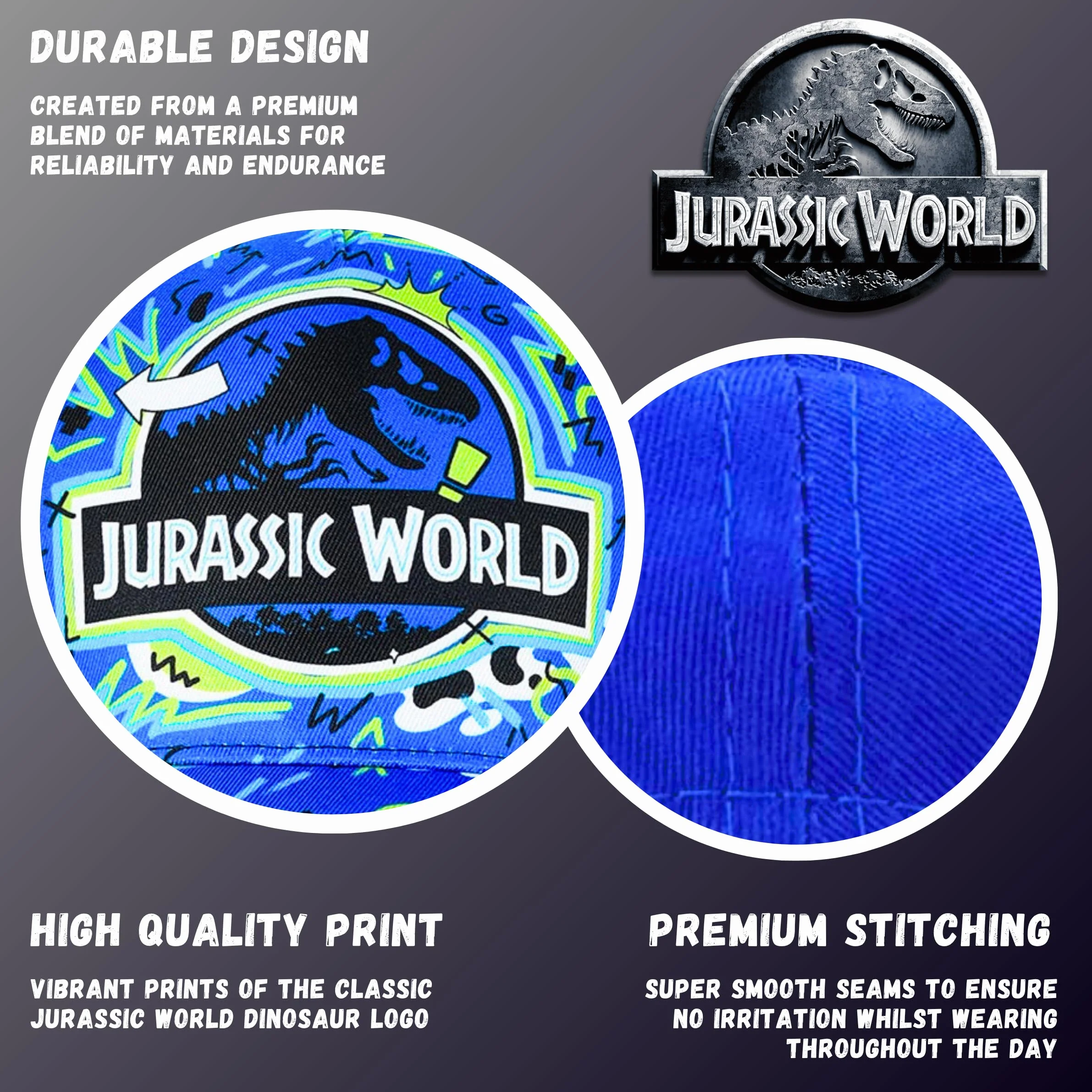 Jurassic World Cappellino Baseball e Occhiali da Sole per Ragazzi, Occhiali da Sole con Protezione UV, Cappellino Estivo per Bambino