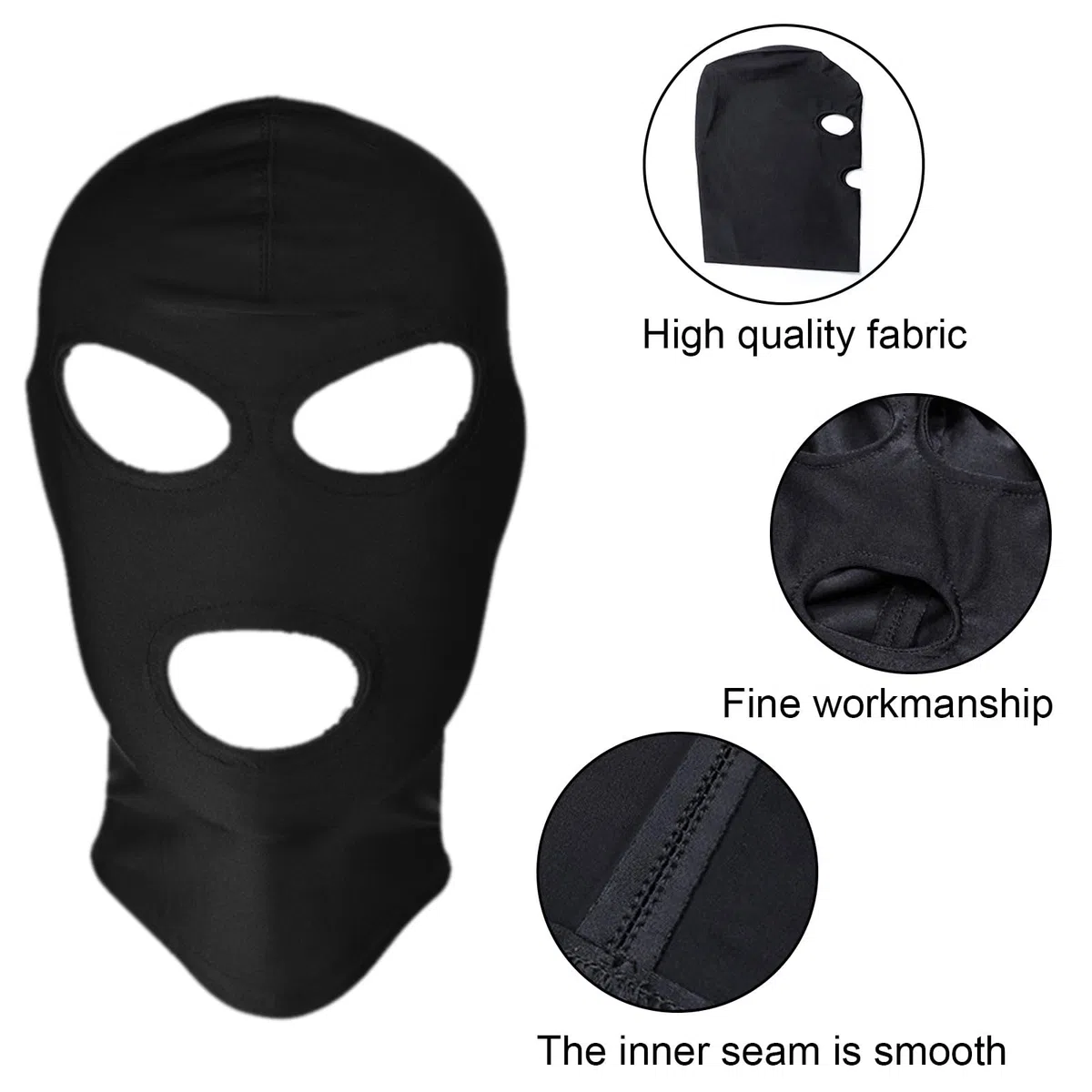 SKHAOVS 3 Pezzi Balaclava Nero, Passamontagna, Skimask per Uomo e Donna, Elastico Maschera da Sci, Sottile e Leggero Morbido Traspirante Multiuso, per attività all'aperto Sci Moto Ciclismo