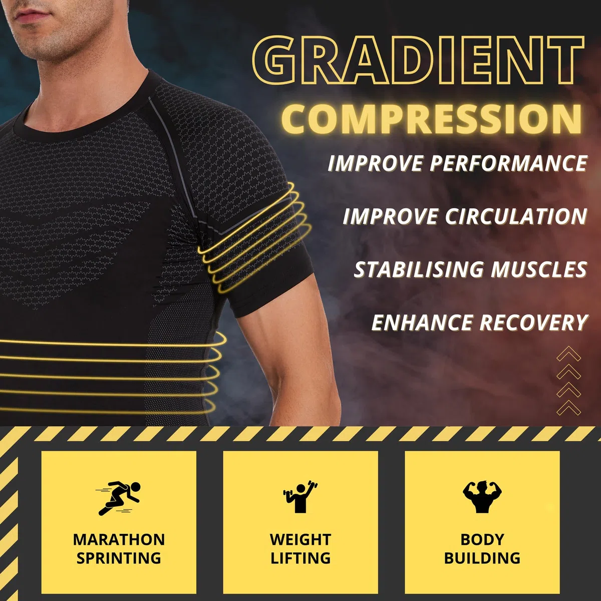 AMZSPORT Maglia a Manica Corta Compression da Uomo Sport Palestra