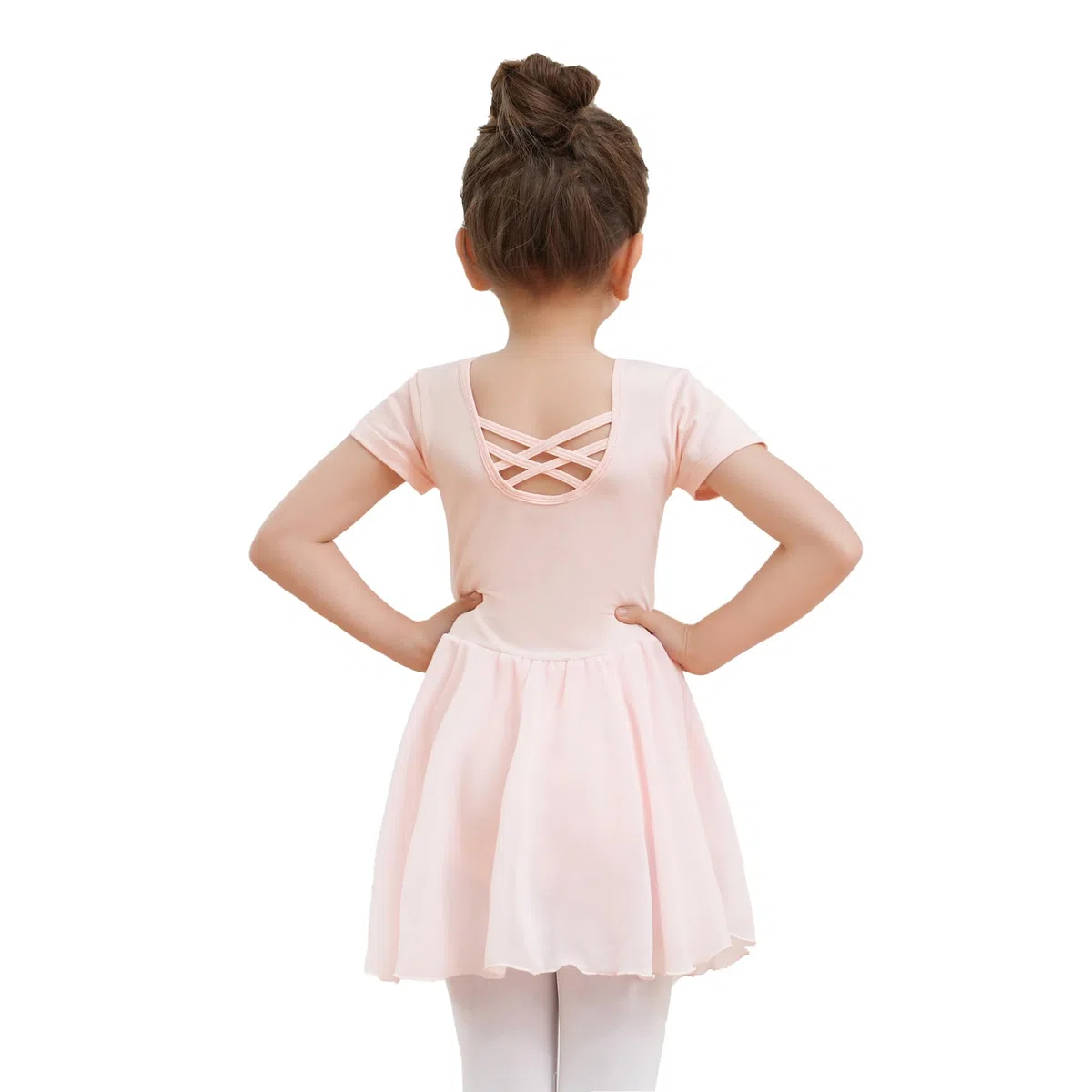 Ragazza Vestito da Balletto Body Ginnastica e Danza in Cotone a Maniche Corte con Chiffon Gonna Tutu per Bambini